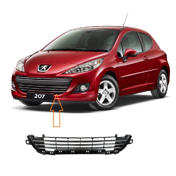 Grila Bara Fata Am Peugeot 207 2009-2013 Crom 7422C4